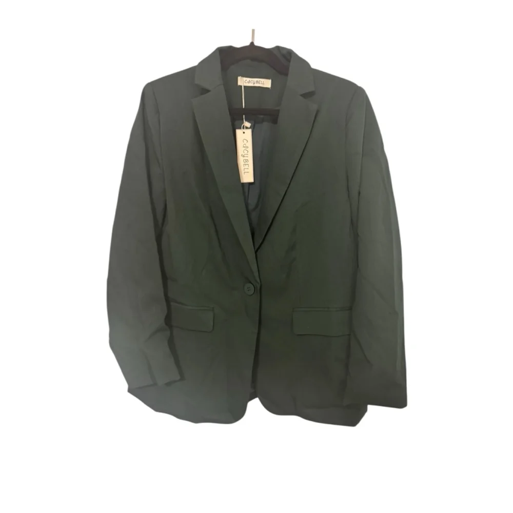 Women’s Size L Dark Green Single breasted Cicy Bell Dark Green Blazer Jacket - Picture 8 of 8